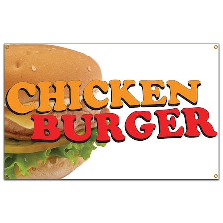 Signmission Chicken Burger Banner Concession Stand Food Truck Single Sided B-Chicken Burger19